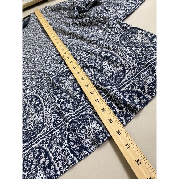 Lucky Brand Women Paisley Floral Boho Tunic Top 3X Cotton Modal Blue Peasant - Picture 6 of 12